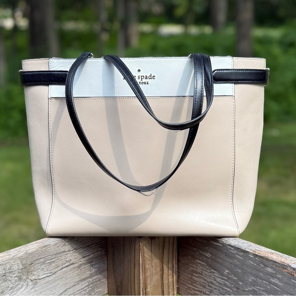 NEW Kate Spade Staci Colorblock Laptop Tote in Saffiano Leather - Picture 2 of 15